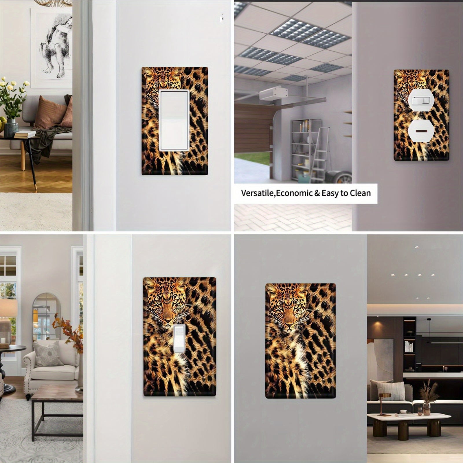Leopard Fur Print Wall Plate Cover for Indoor and Outdoor Decor