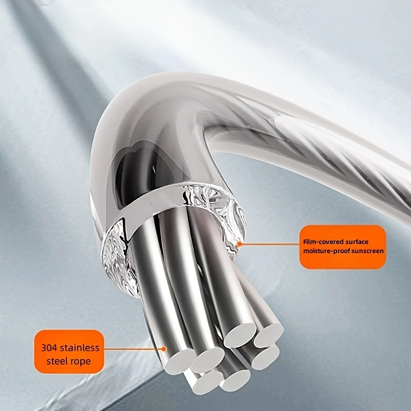 304 Stainless Steel Retractable Clothesline 5.1m Indoor Laundry Rope for Towels and Clothes