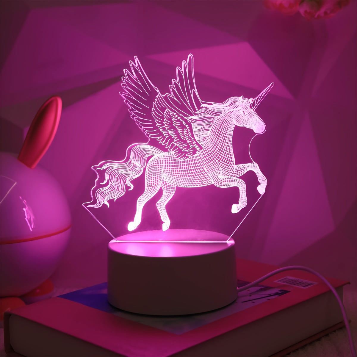 Pink Unicorn Night Light for Kids Bedroom Decorative Lamp Childrens Nightlight
