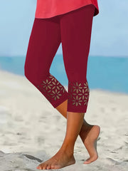 Plus Size Womens High-Waisted Leggings Solid Color 7/8 Fit Breathable