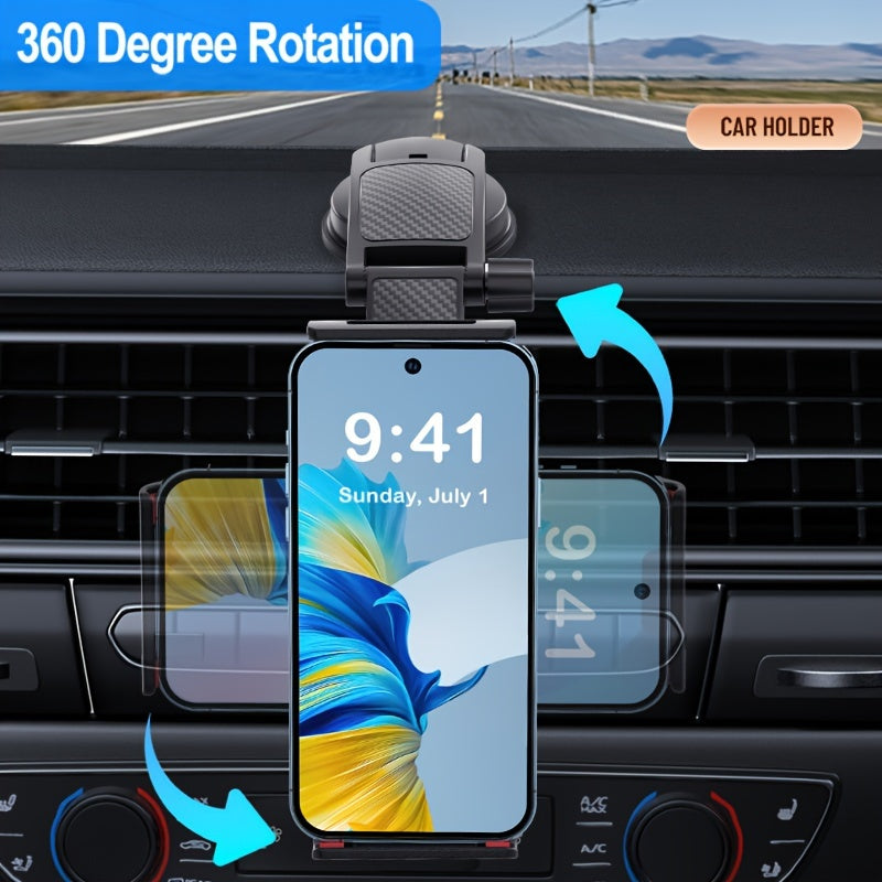 Adjustable Car Phone Holder for Smartphones and Tablets with Suction Mount