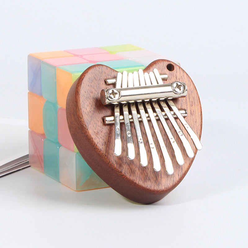 Mini Kalimba Thumb Piano for Beginners and Music Lovers Light Brown Wood 8 Keys Gift for Eid Al-Adha