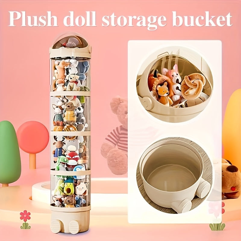 Waterproof Plastic Storage Bin for Dolls and Toys, Round, Organizing Container