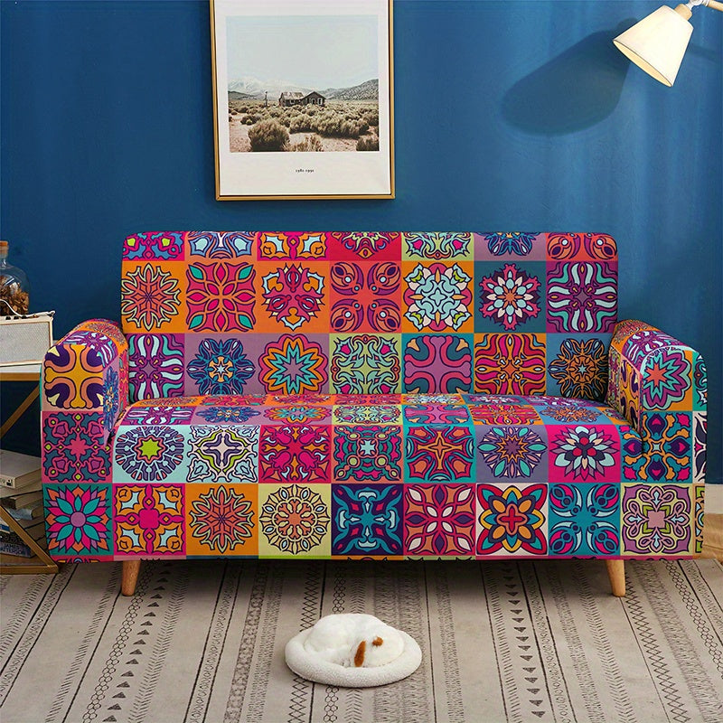 Bohemian Milk Printed Sofa Slipcover for Living Room Bedroom Office Non-Slip