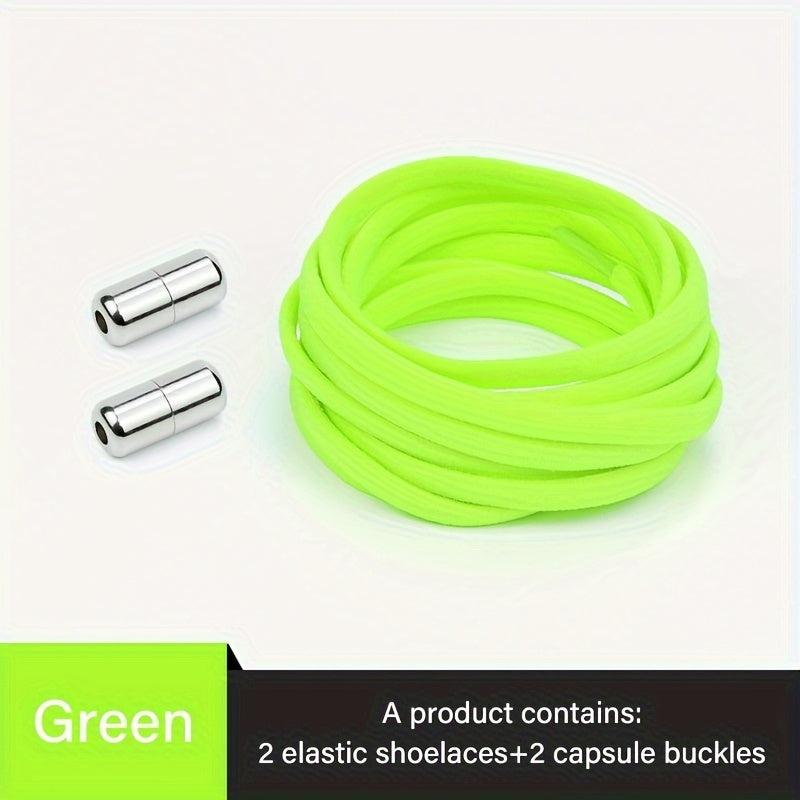 Unisex Elastic No-Tie Shoe Laces with Metal Buckle Quick Fasten Solid Color
