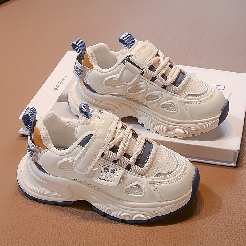 Kids' Mesh Sneakers with Strap Closure for Boys and Girls, Low Top, Rubber Sole