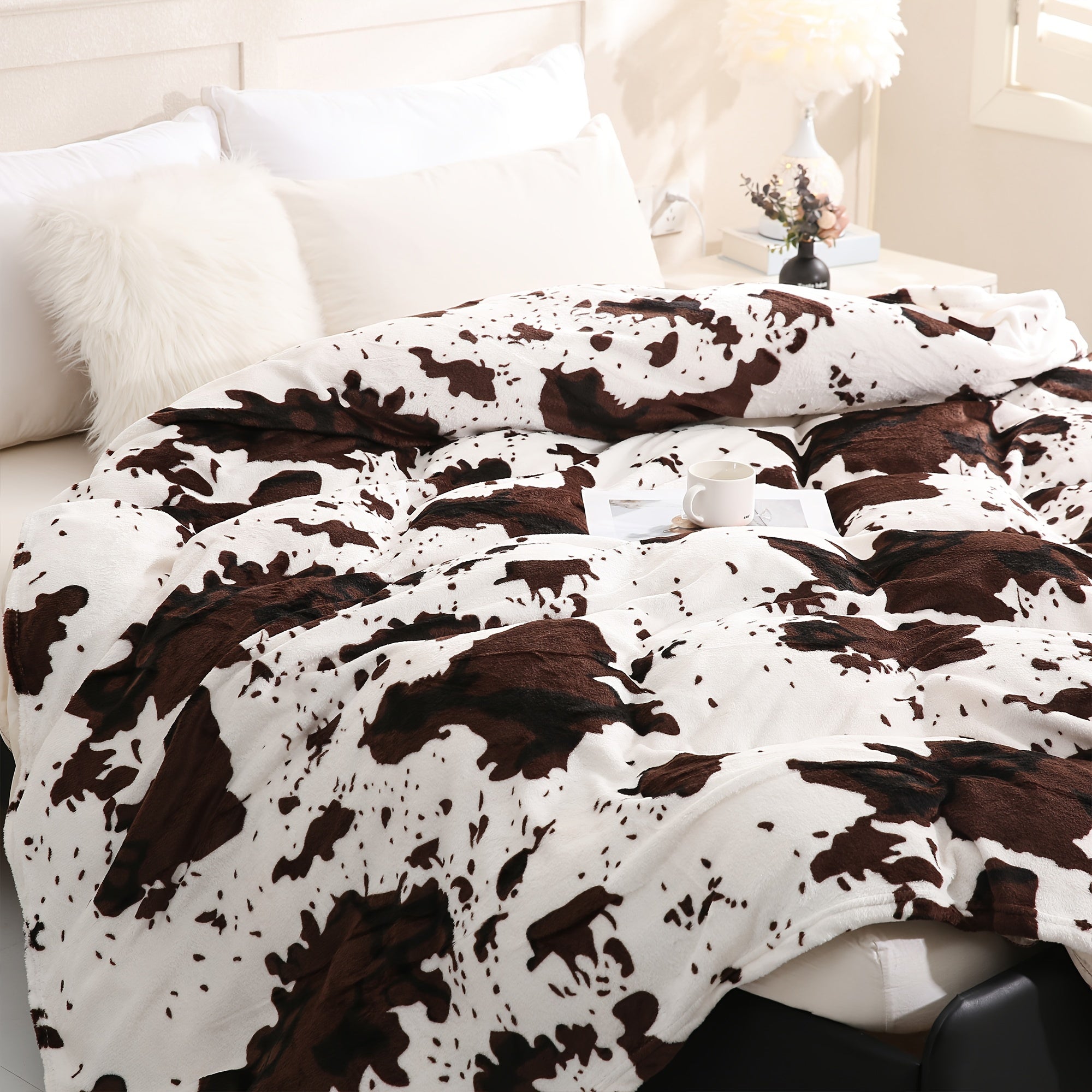 Christmas Cow Pattern Blanket 200g Single Bed Cozy Warmth