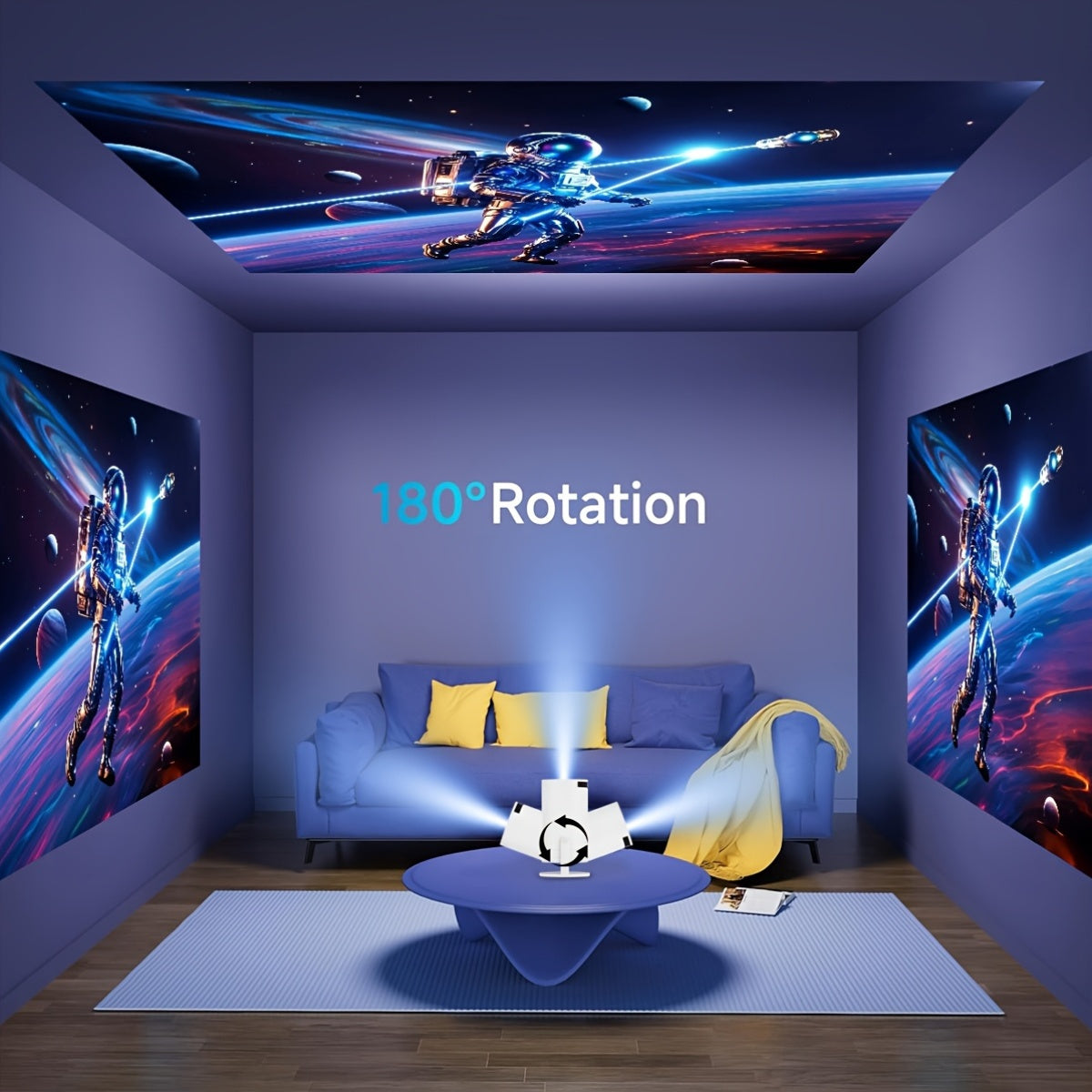 Портативный 4K умный проектор с яркостью 150Ansi, WiFi6, Android TV