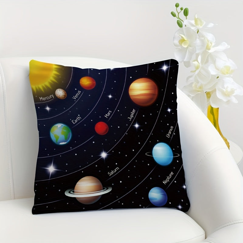 Double-Sided Solar System Throw Pillow Cover 45cm Woven Decorative Cushion Case for Home