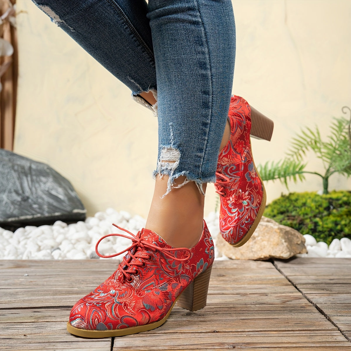 Women's Retro High Heel Shoes Leather Elegant Party Footwear