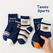 Boys Athletic Socks Mid-Calf Length 10 Pairs Blue Orange White Sports Socks