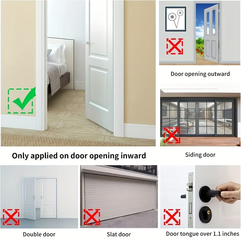 Portable Door Lock with Keychain Durable Plastic Security Latch for Travel or Home Red Blue Black