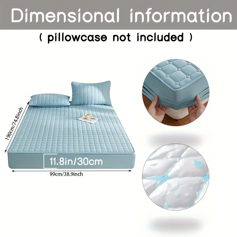 Solid Color Quilted Fitted Sheet Waterproof Thickened Breathable Fabric Fits Mattresses 5-27cm