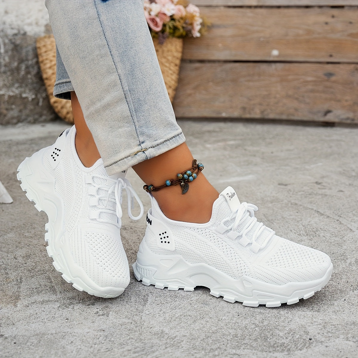Women’s Light Pink Breathable Mesh Sneakers Low-Top Cushioned Comfortable Shoes