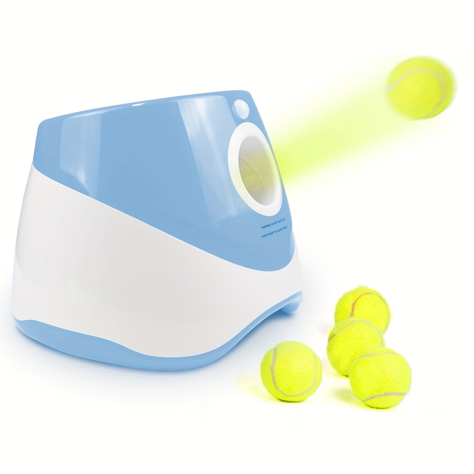 Ko‘k va oq avtomatik it o‘yinchoq uchirgichi, USB orqali qayta zaryadlanadigan tennis to‘pi uloqtiruvchi