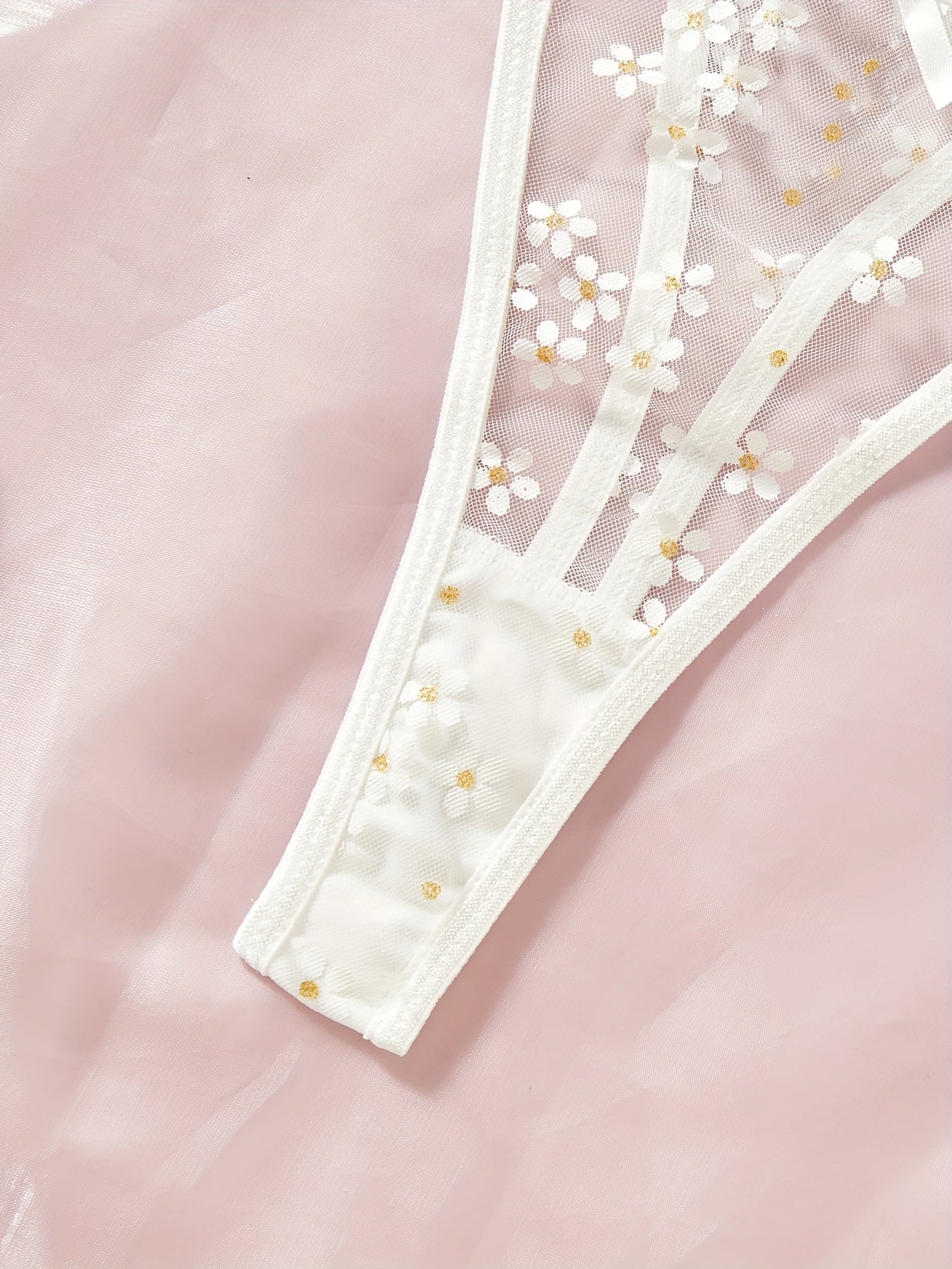 Women's Floral Lingerie Set with Thin Straps, Matching Bra and Panty