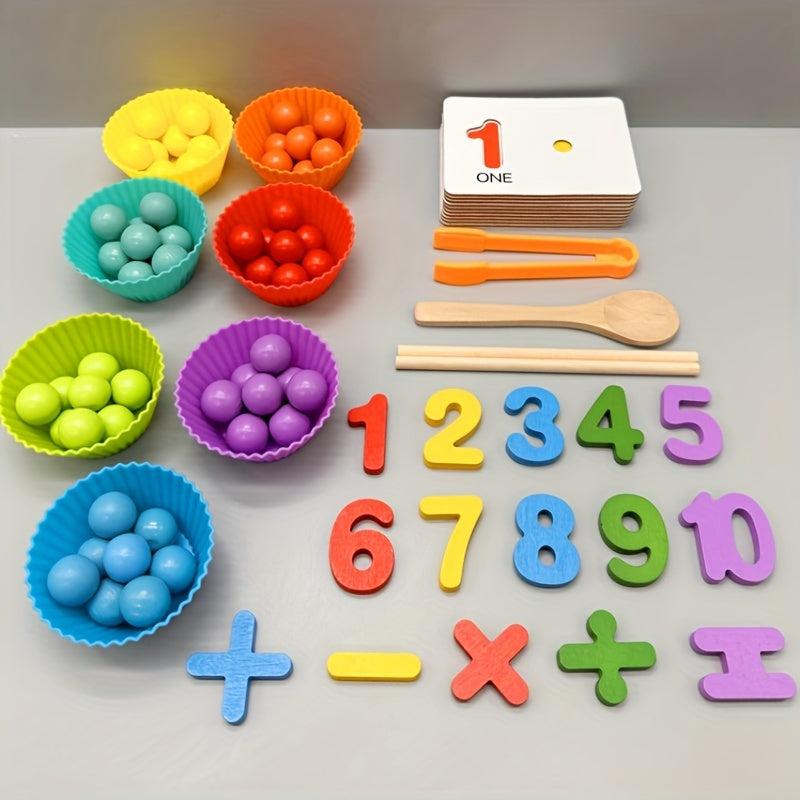 Educational Bead Game for Color Recognition with Silicone Bowl and Chopsticks for Ages 3+