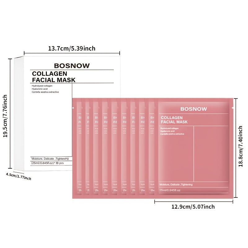 Увлажняющие маски для лица с коллагеном, гиалуроновой кислотой, ниацинамидом для укрепления, унисекс, упаковка 10 шт.