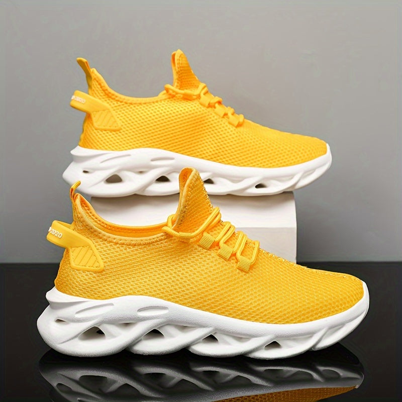 Men's Breathable Mesh Slip-On Sneakers with Shoelaces for Sports and Casual Wear