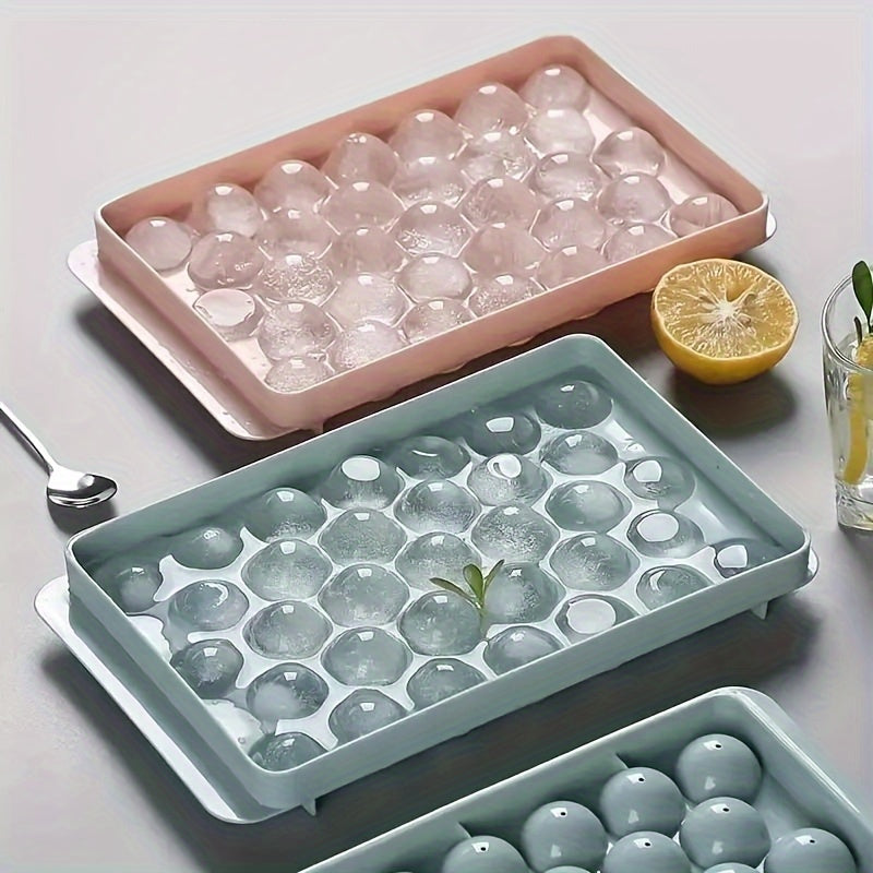 Round Diamond Silicone Ice Cube Tray 33 Grids Food Grade Plastic Refrigerator Storage