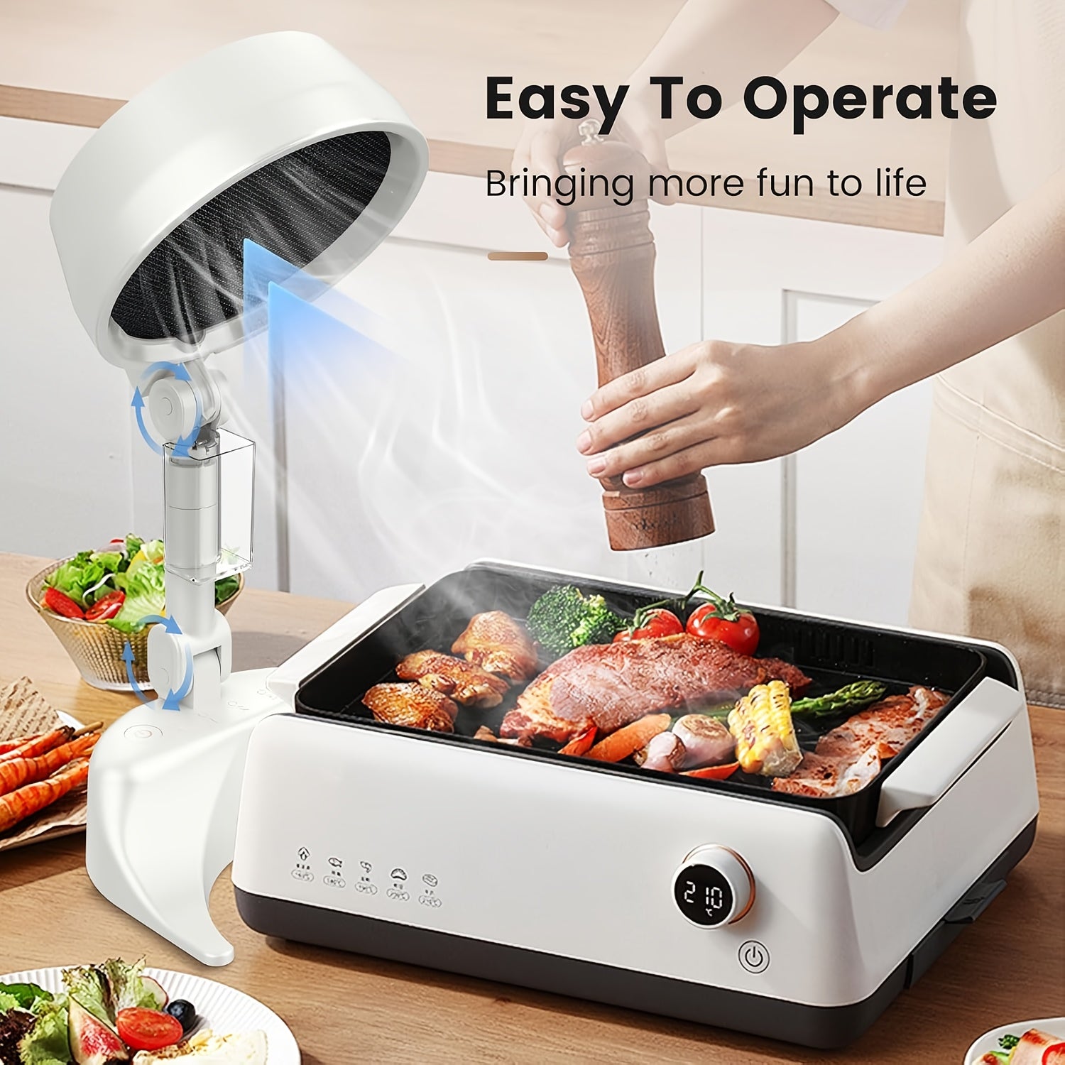 Kichik shovqin bilan portativ range hood chiqarish ventilyatori, oshxona, ichki BBQ, RV oshxona va texnik xizmat ko'rsatish stoli uchun.