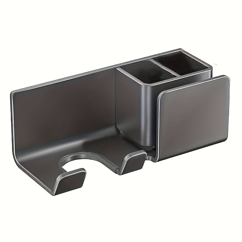 Soporte de secador de pelo de pared de plástico con espacio de almacenamiento - accesorio de baño que ahorra espacio