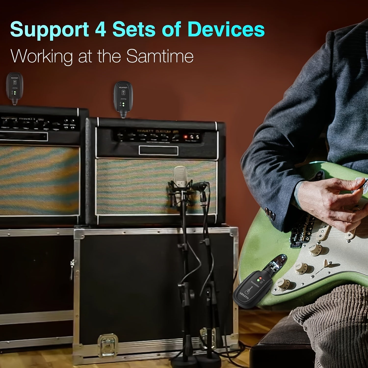 Sistema inalámbrico para guitarra con batería recargable negro para instrumentos acústico-electrónicos