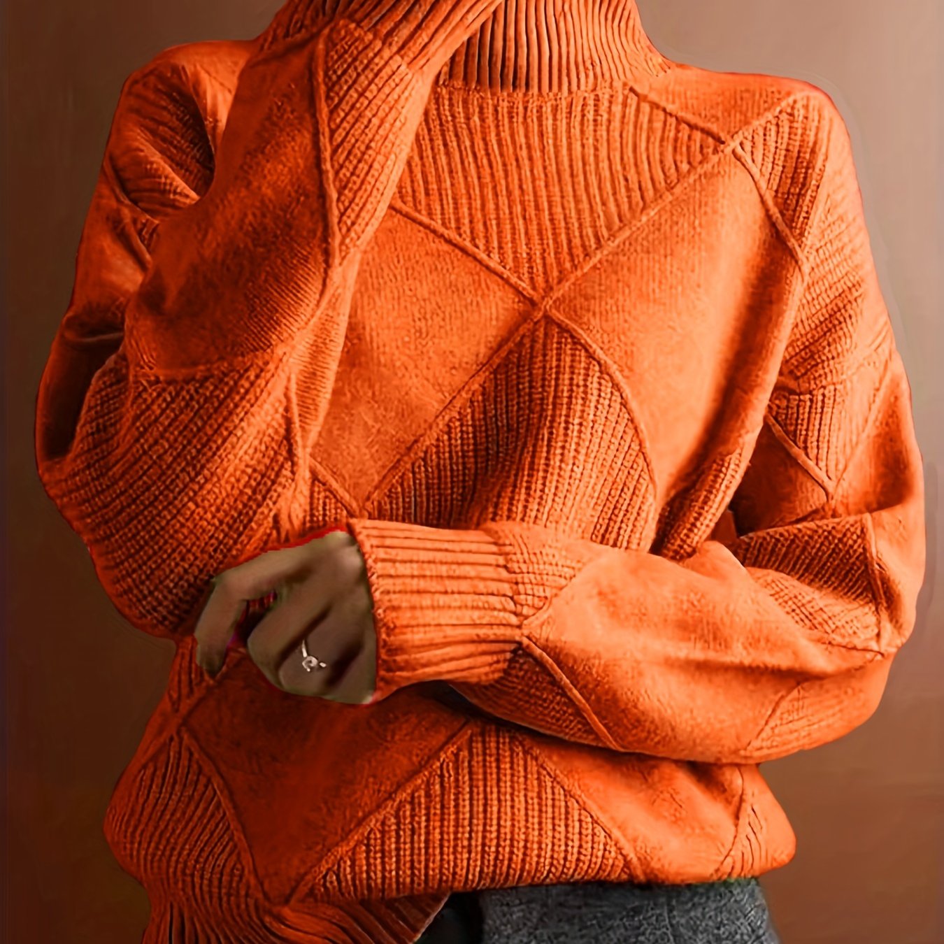 Тёплый свитер с высоким воротником для женщин plus size, полиэстер, длинные рукава, пуловер, верхняя одежда