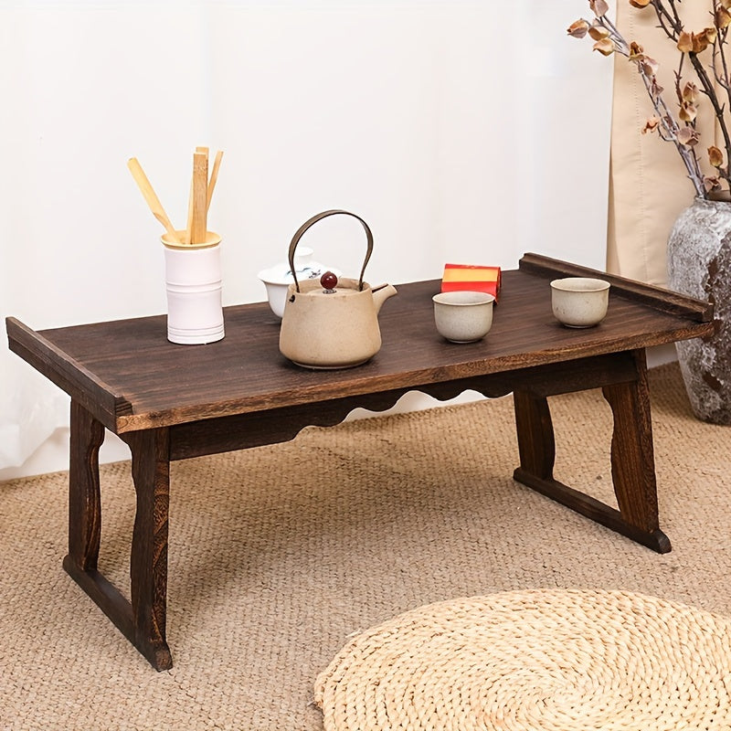 Mesa baja de inspiración japonesa con patas plegables, madera de paulownia duradera para meditación y café