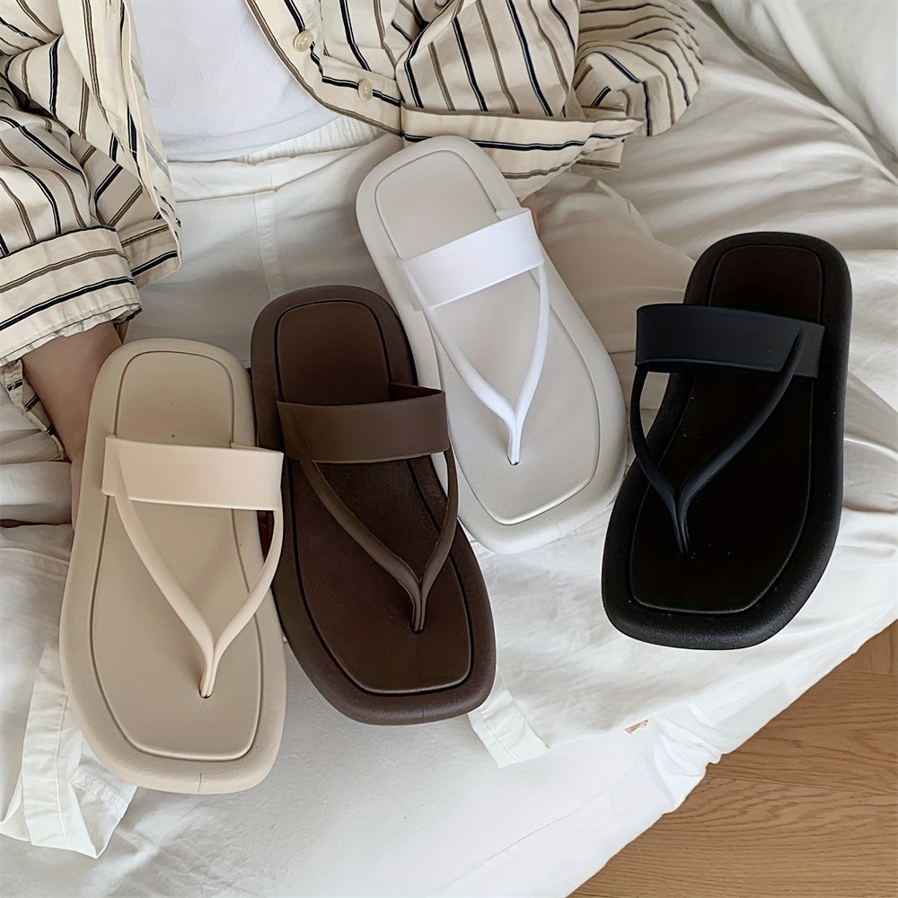 Женские шлепанцы однотонного цвета с мягкой ПВХ подошвой, легкие и нескользящие для повседневной носки на побережье.