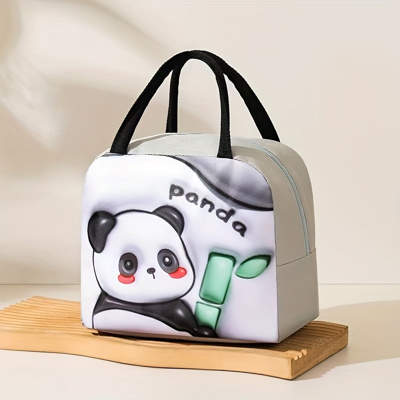 Cartoon Animal Print Lunch Bag Insulated Waterproof Polyester for Students Office