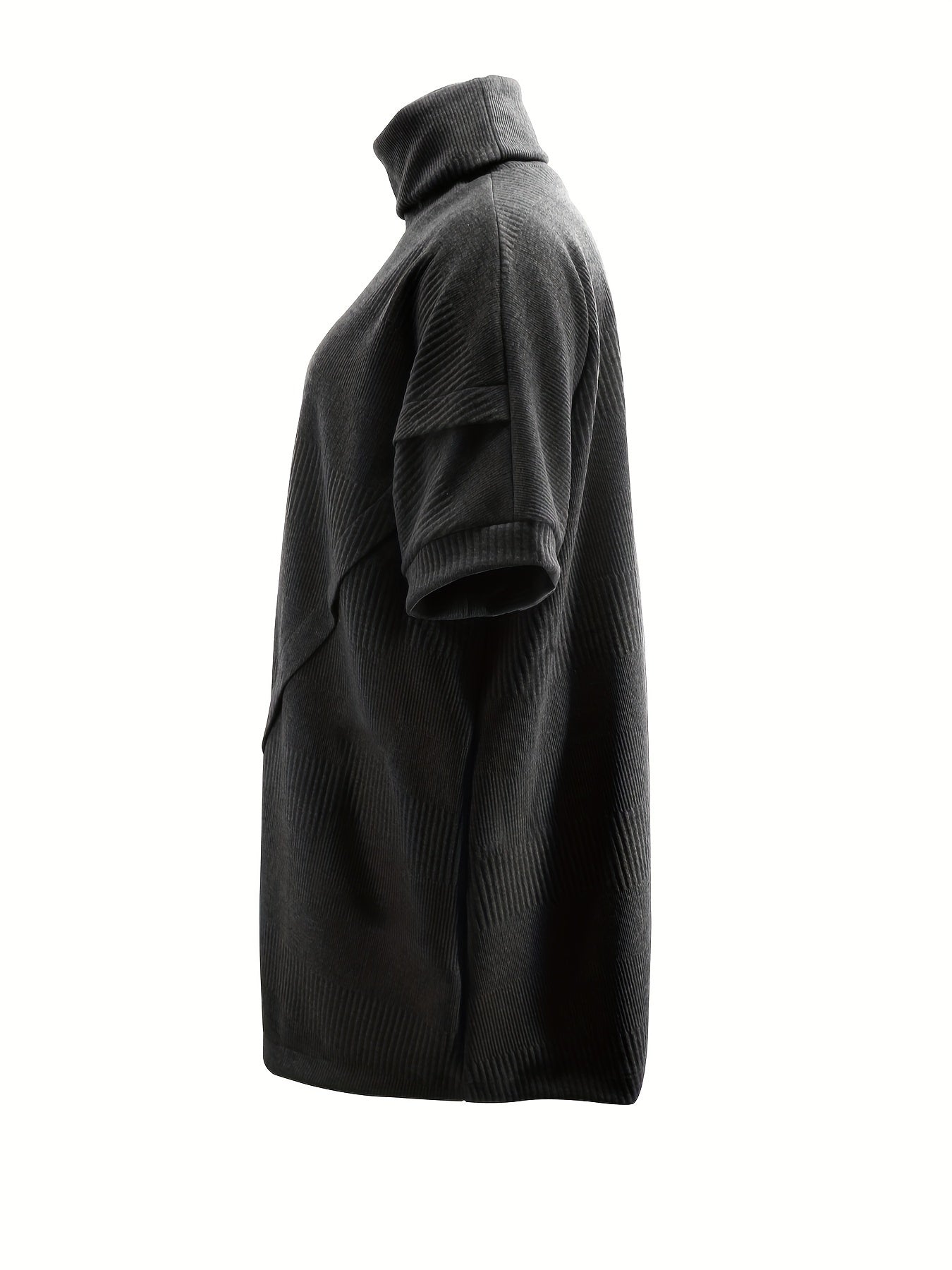 Plus Size Women's Turtleneck Sweater Open Front Slit Fall Winter Pullover