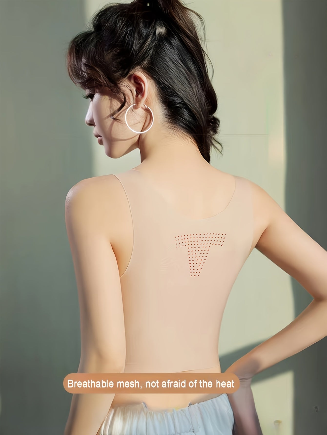 Women's Plus-Size Seamless Bodysuit with Built-In Bra Nylon Blend Black or Apricot