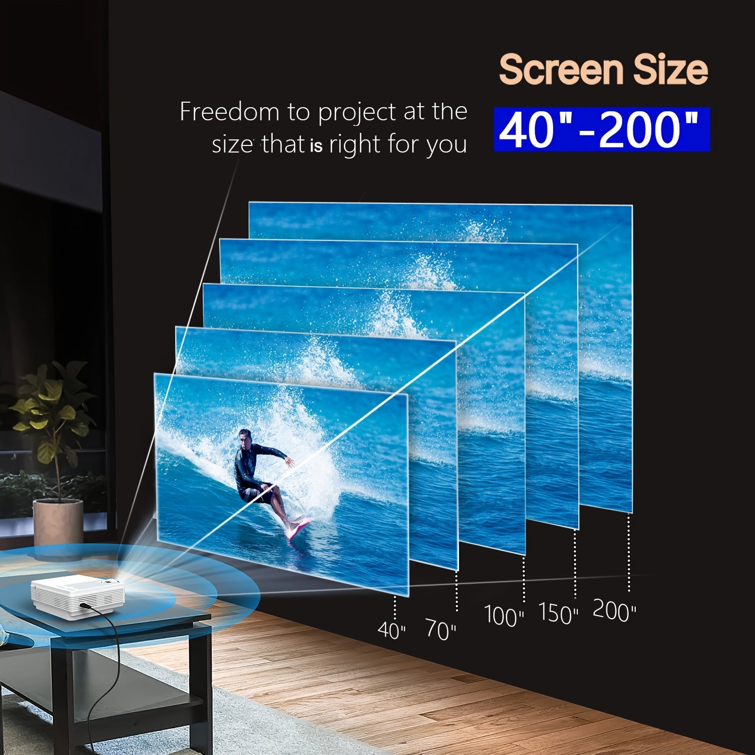 Multimedia Projector with WiFi 1080P Support Portable Home Theater