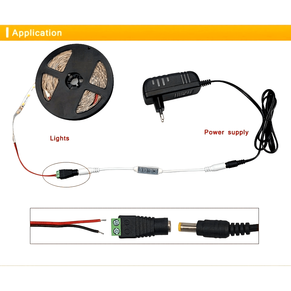 2pcs DC Power Connectors Male to Female 5.5mm x 2.1mm for LED Lights CCTV Cameras
