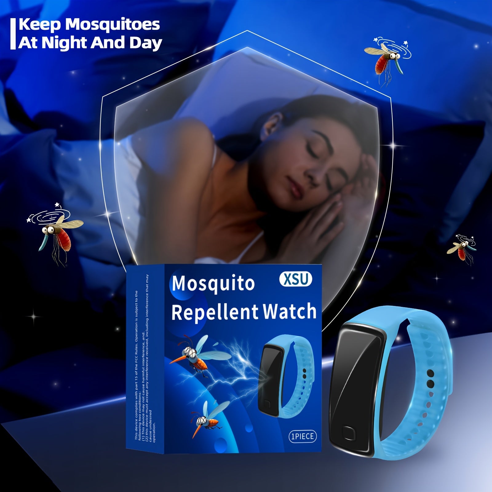 Unisex Silicone Mosquito Repellent Bracelet Outdoor Bug Protector Blue