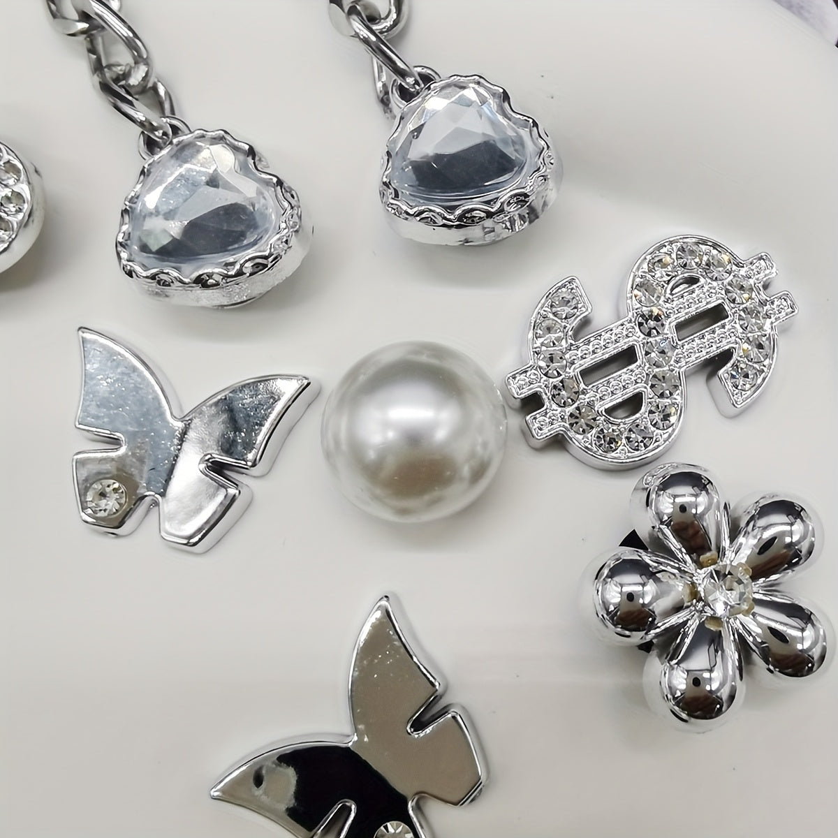 Women Shoe Charms 16Pcs Heart Bling Rhinestone Shoe Clips Decorations