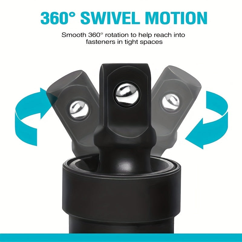 3-Piece Impact Joint Set 1/4 3/8 1/2 Inch Drive CR-MO Steel Swivel