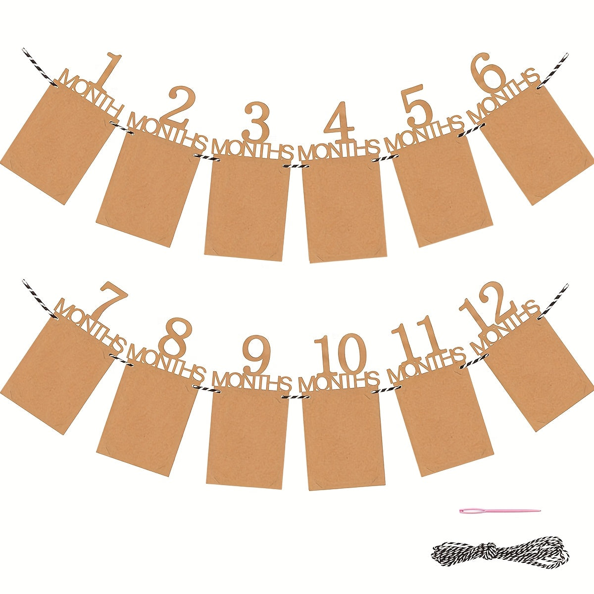 First Birthday Photo Pull Banner for One Year Old Kids Mixed Color Paper