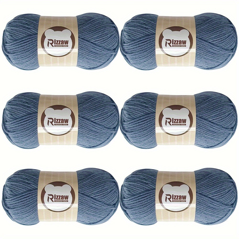 6 Pieces of 50g Soft Acrylic Yarn for Crocheting and Knitting, Assorted Colors