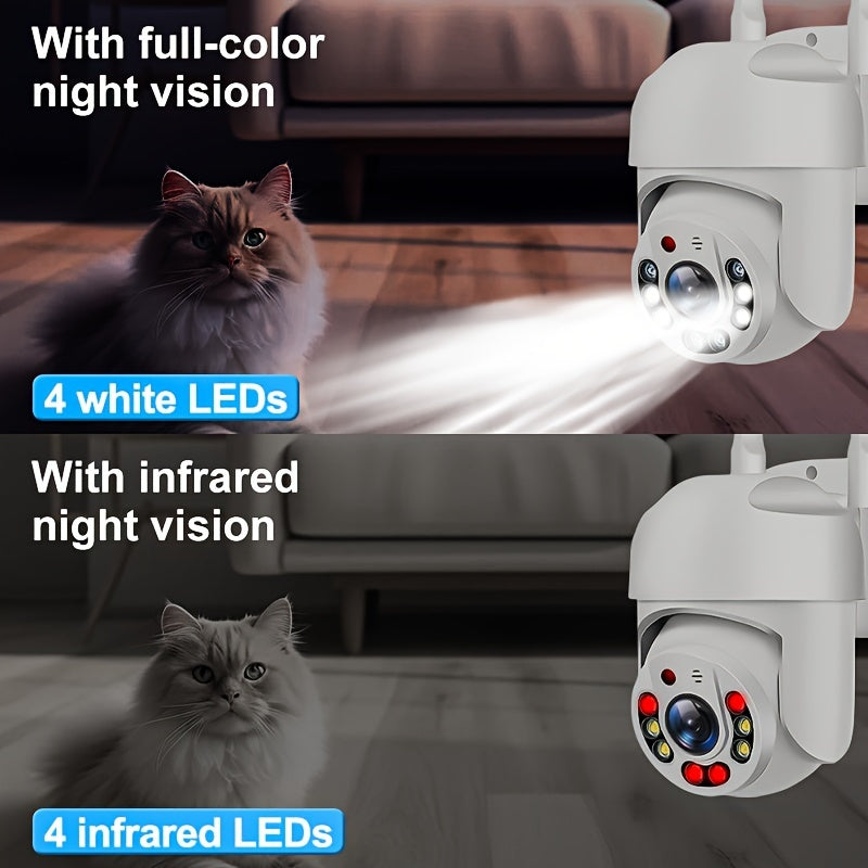 Outdoor WiFi Security Camera with PTZ Auto Tracking Full Color Night Vision AI Motion Detection Two-Way Audio Waterproof 1080p