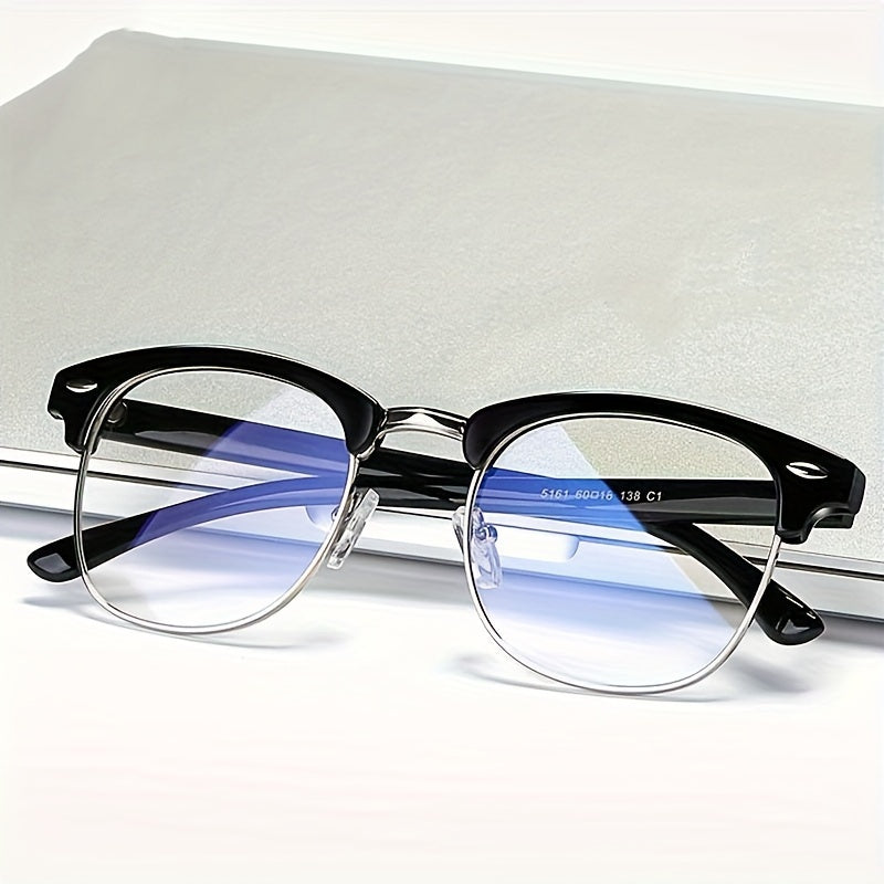 Black Blue Light Blocking Glasses for Men Women Oval Frames Clear Lenses