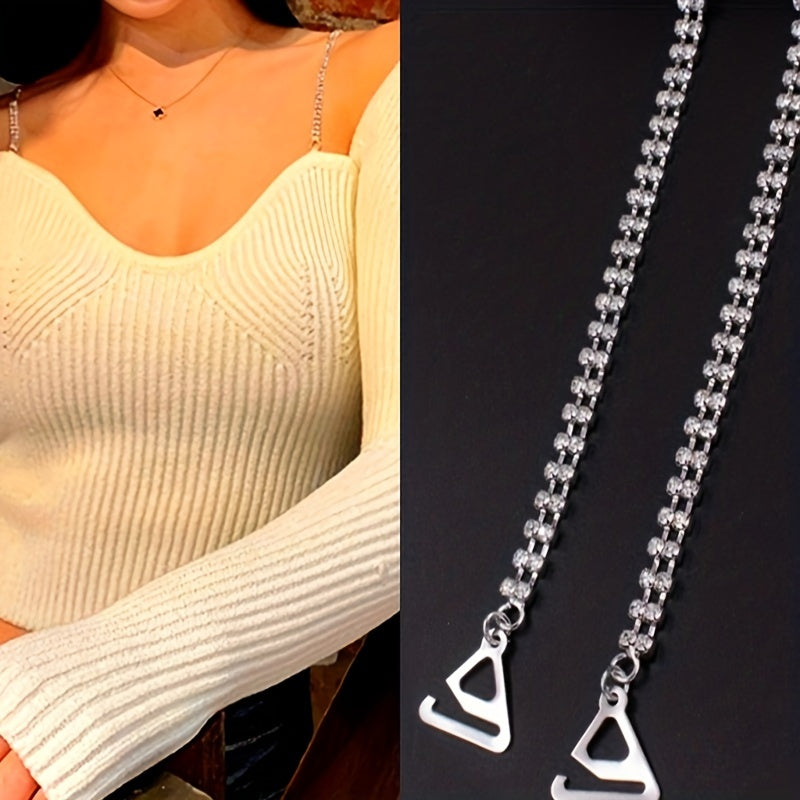 Invisible Bra Straps Set with Gold Water Drill Back Accessories for Summer Women