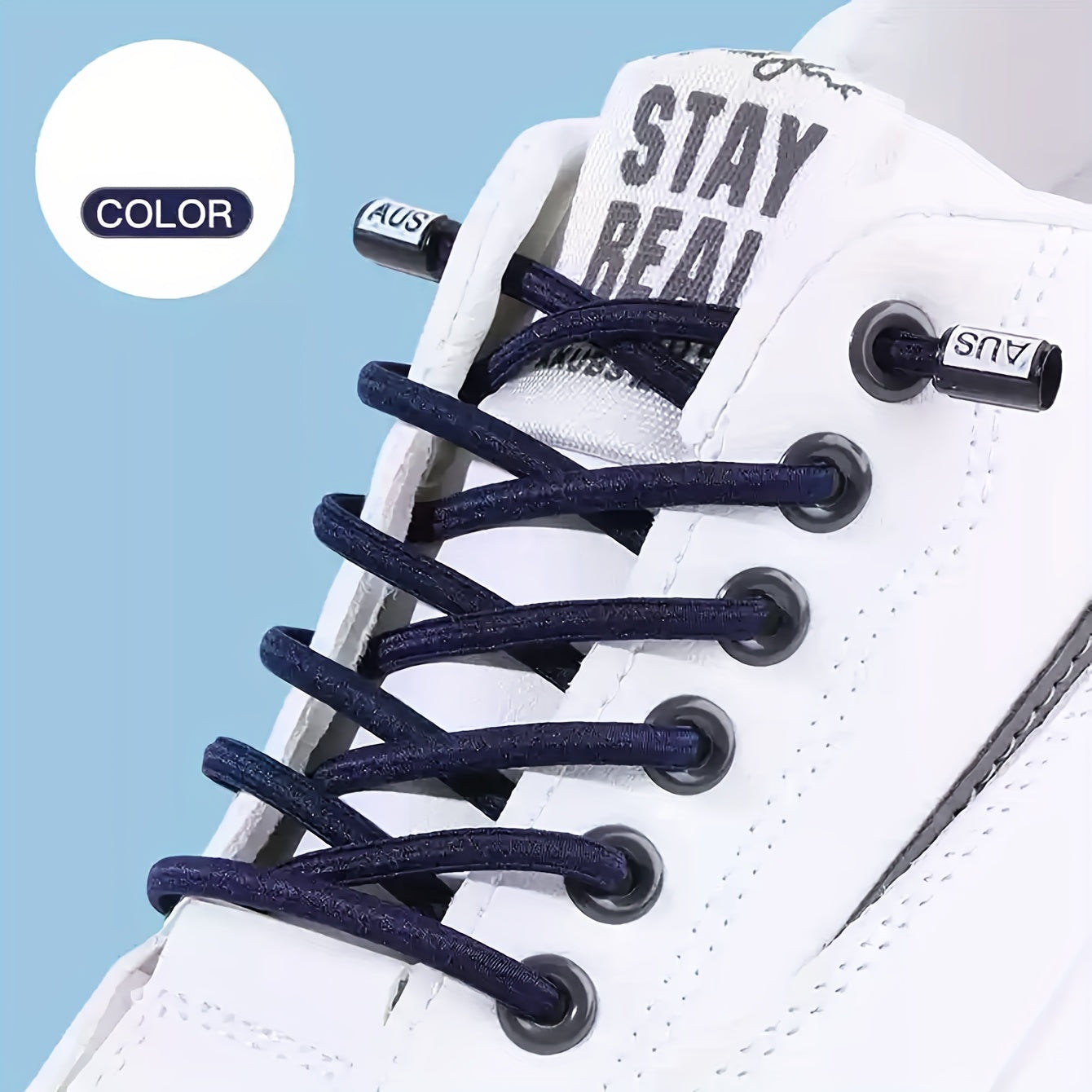 Unisex Elastic No-Tie Shoelaces with Safety Buckle Multicolor Durable Knit