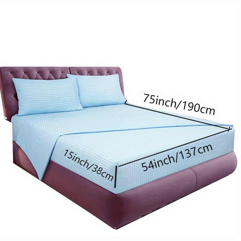 Luxury Striped Sheet Set 4 Pieces 1800 Thread Count Microfiber Deep Pockets Breathable