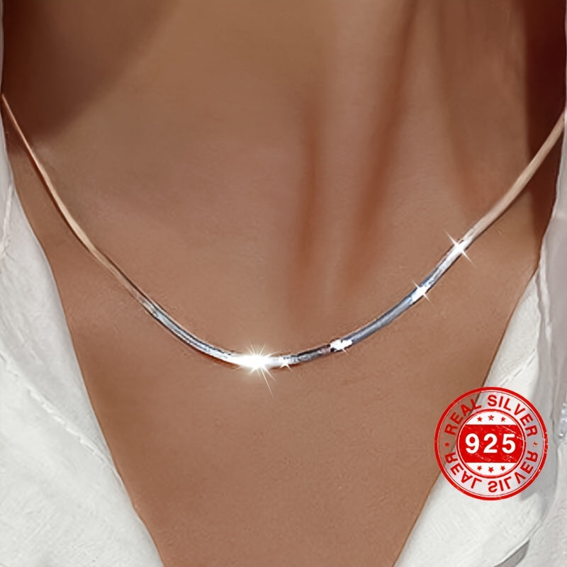 Sterling Silver Snake Chain Necklace for Women Cold Style Blade Design Light Luxury Clavicle Chain