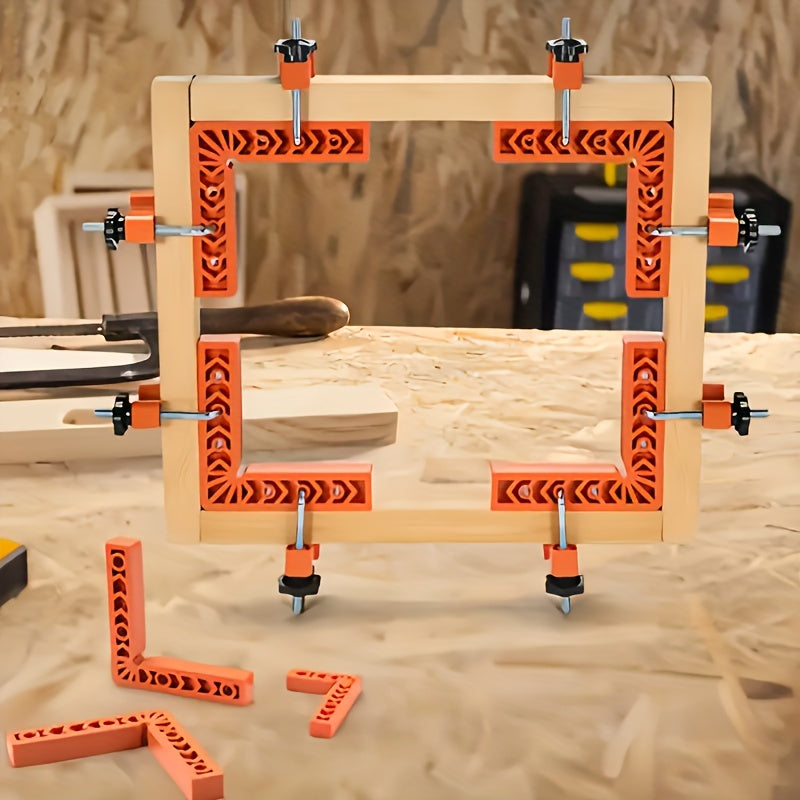 Набор из 16 деревянных угловых зажимов для точного каркасного и коробочного сборки. Включает 8 зажимов, пластиковые угловые зажимы 7,62 см и 10,16 см, а также набор инструментов для столярного угла для точности.