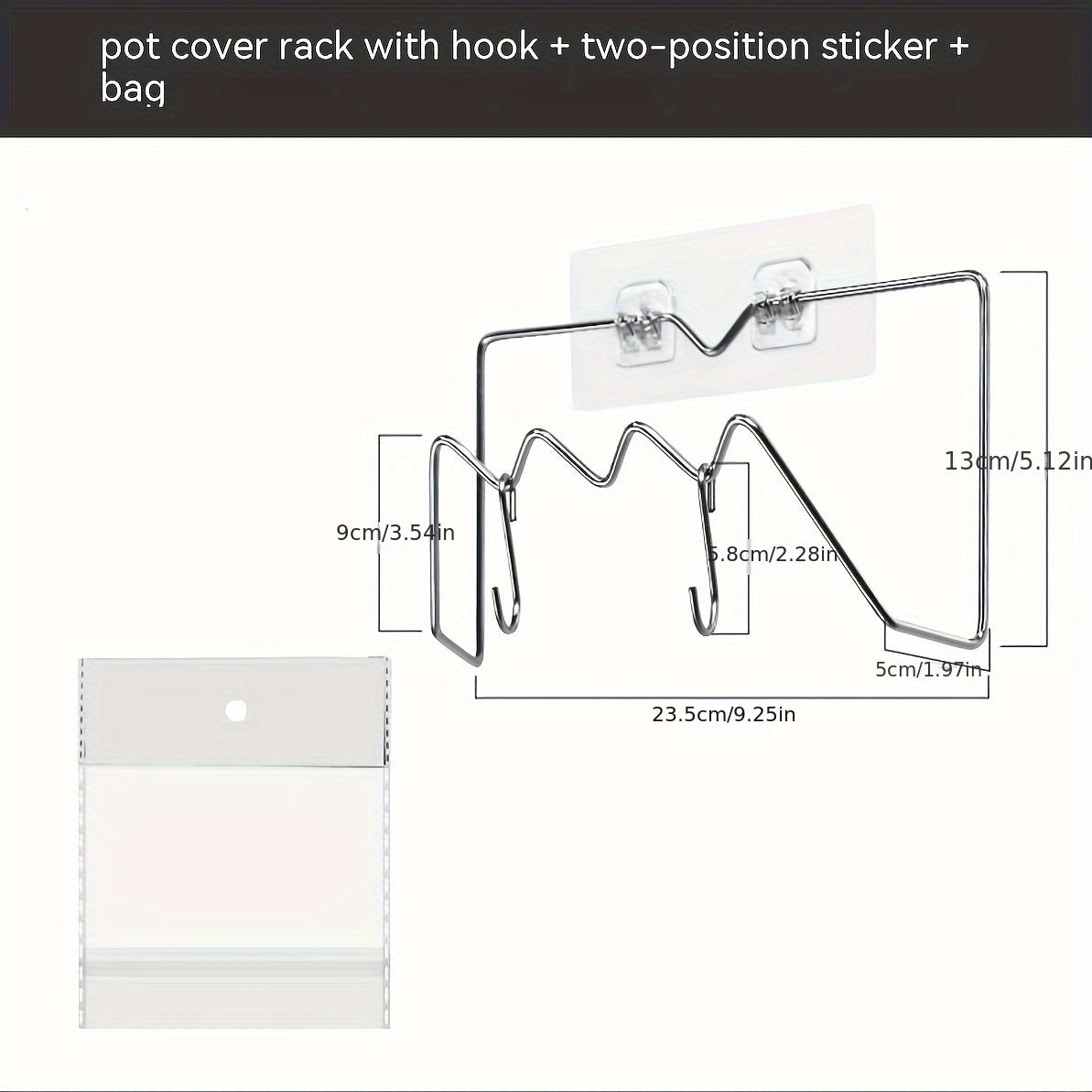 Wall-Mounted Stainless Steel Kitchen Organizer with Hooks for Pot Lids and Cutting Boards