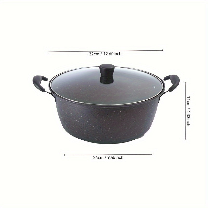Durable Korean-Style Soup Pot with Lid for Noodles and Stews, Dishwasher Safe