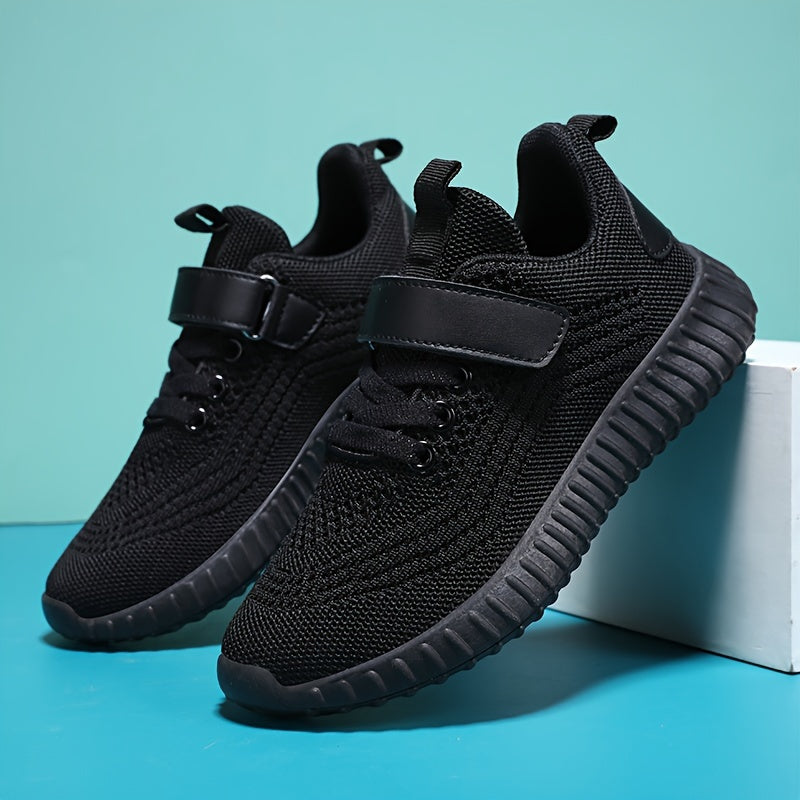 Girls Mesh Sneakers with Hook-and-Loop Closure Lightweight EVA Sole All Seasons
